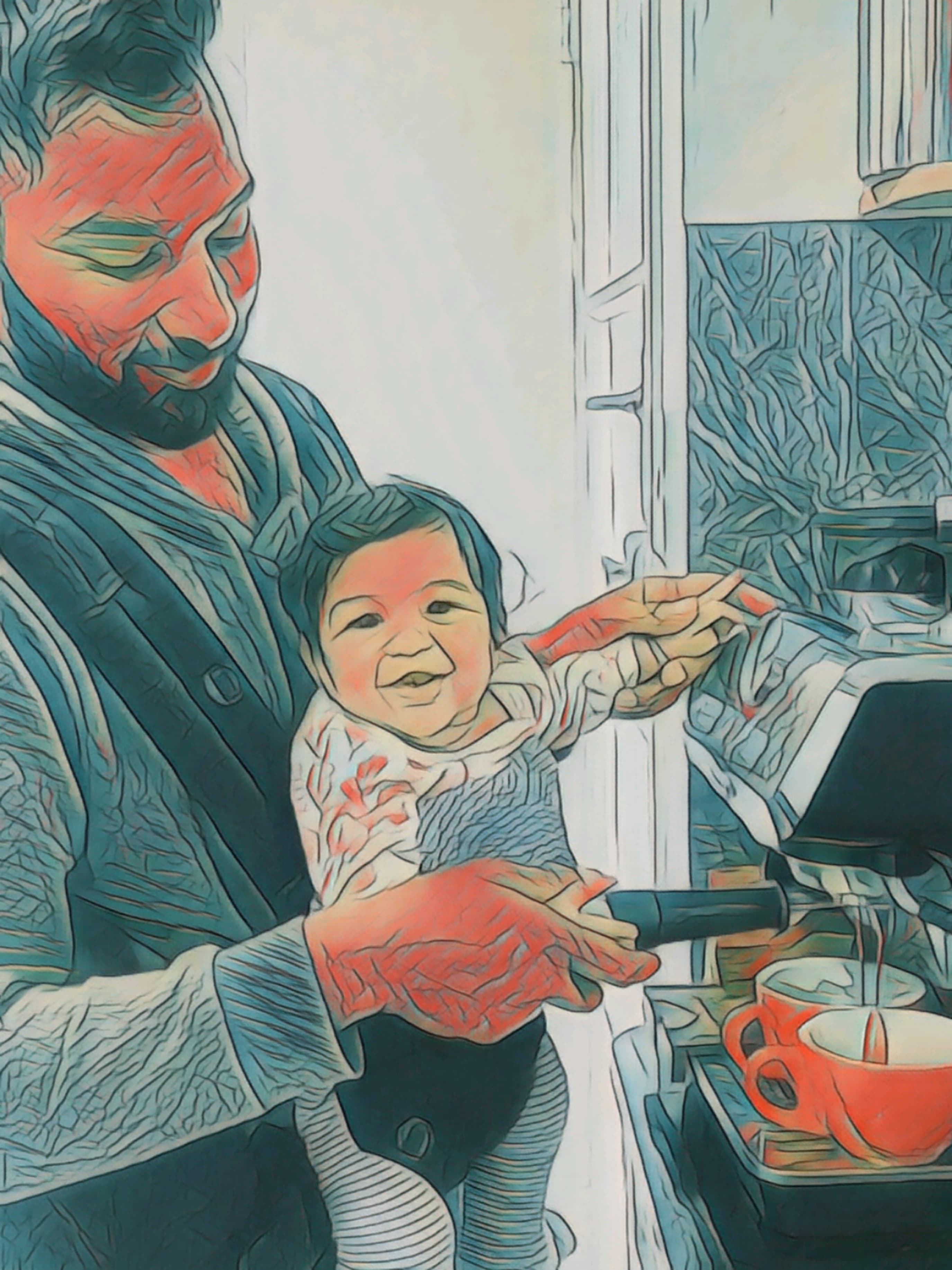 Making coffee with my daughter